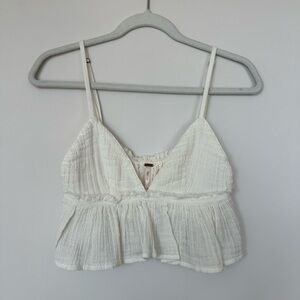 Free People White Gauze Peplum Tank Top